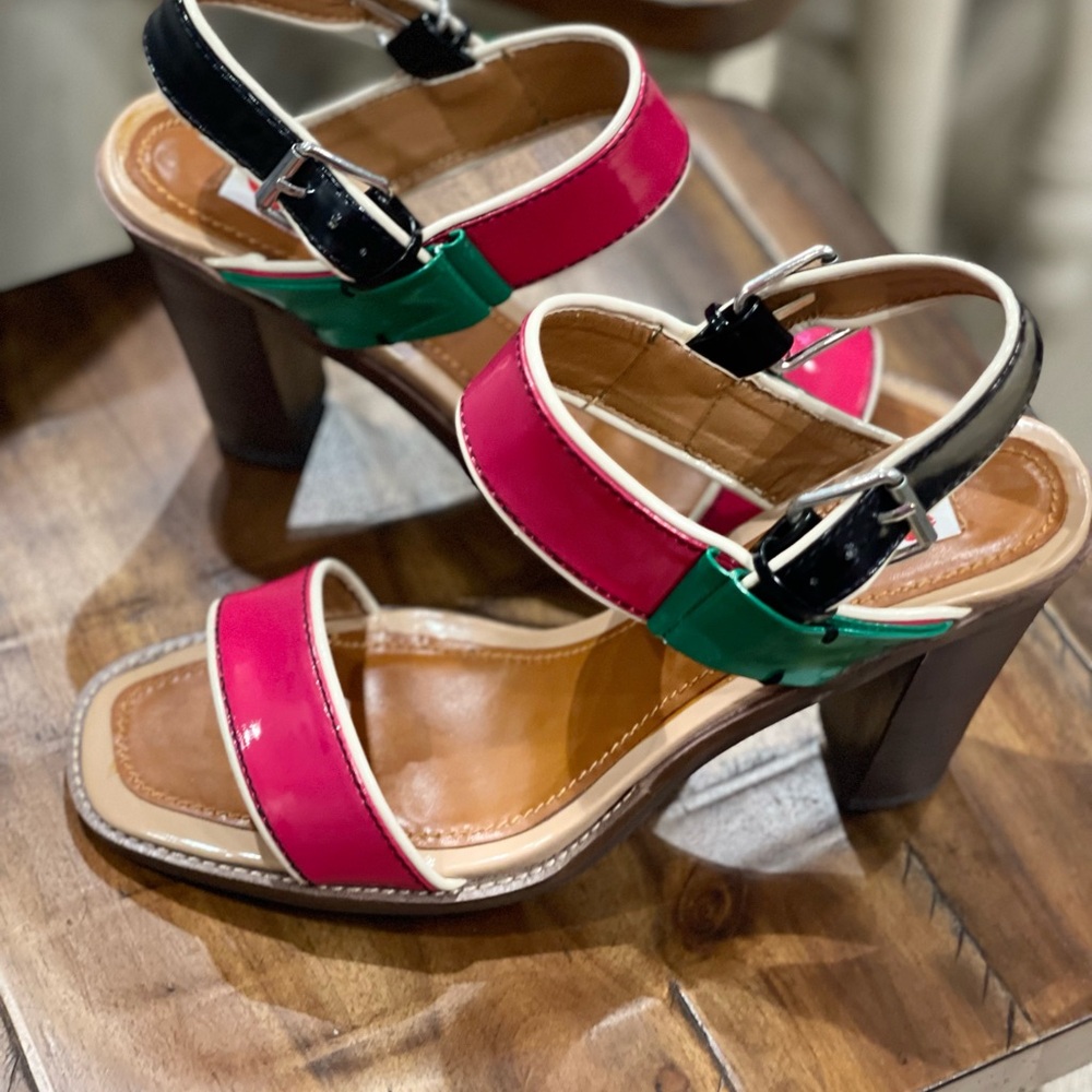 Two Lips slip on or buckle heel sandals